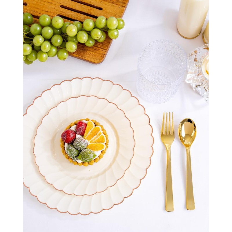YOUBET 50Pcs Gold Plastic Spoons - Heavy Duty Plastic Spoons