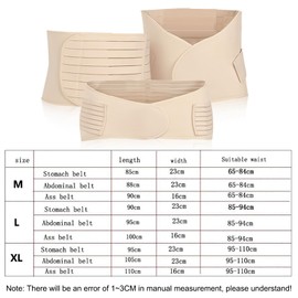 3-in-1 Abdominal Belt After Birth, Recovery Belt M L XL with Pelvic Belt, Breathable, Belly Band Belly Belt Women, Bandage After Pregnancy, Abdominal Support Belt Women, Black Beige (Beige, M)