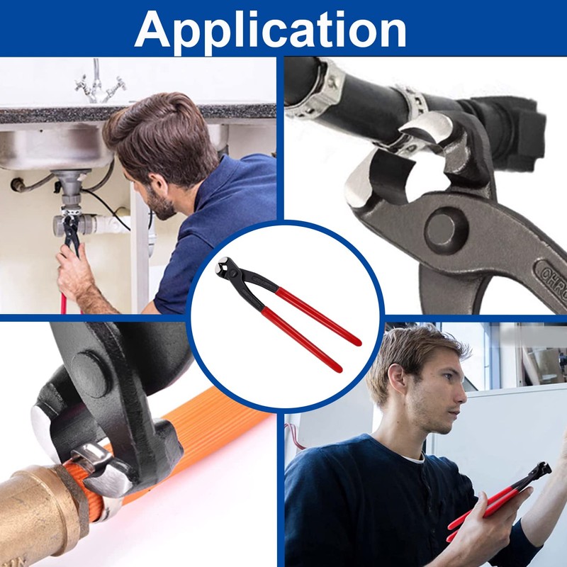 Tnisesm Ear Clamp Pliers 9 inch, Hose Clamp Crimping Tool,