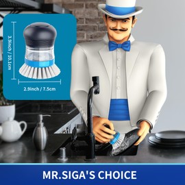 MR.SIGA Soap Dispensing Palm Brush, Kitchen Brush for Dish Pot Pan Sink Cleaning, Pack of 1, Navy/Blue