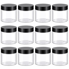 48 Pack 2 Oz Plastic Container Jars with Lids BPA Free, Empty Round Clear Cosmetic Containers Plastic Slime Jars for Lotion, Cream, Ointments, Samples, Makeup, Travel Storage
