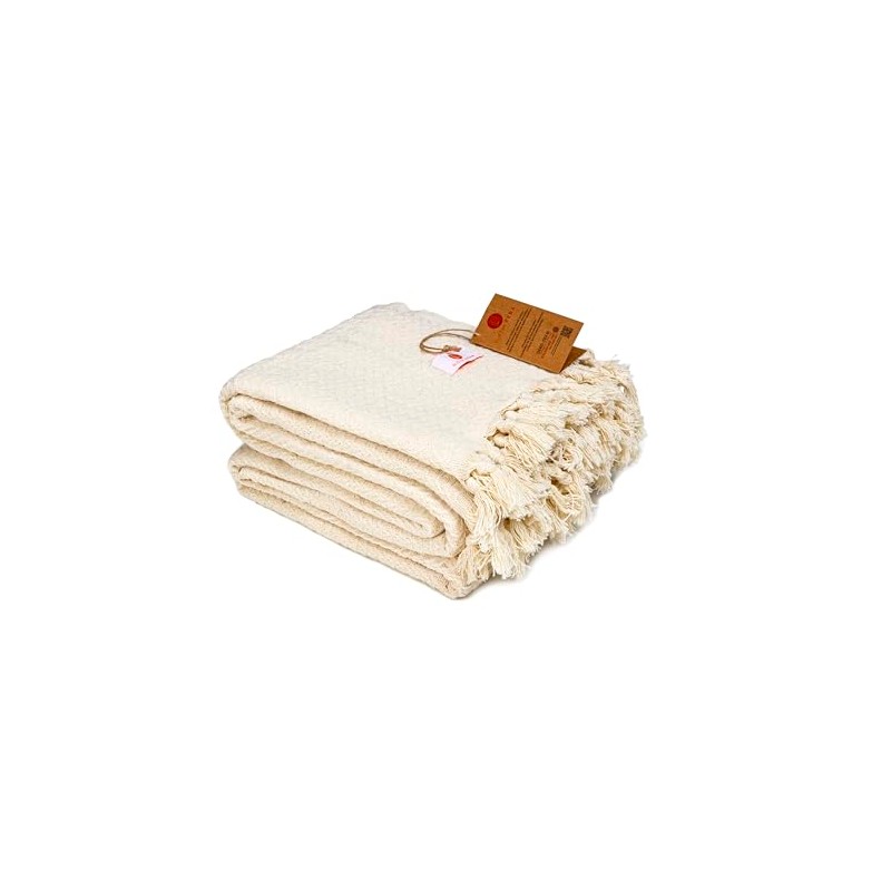 Buena Zeba Traditional Cotton Chevron Fringe Blanket 200 x 235