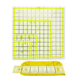 6-Piece Acrylic Quilting Ruler Set for Fabric Cutting and Craft Templates, Double-Sided