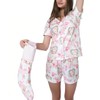 Womens Pajamas Set Shorts Button Down 2 Piece Monkey Bunny