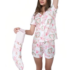 Womens Pajamas Set Shorts Button Down 2 Piece Monkey Bunny Y2k Roller Dupes Rabbit Preppy Lounge Pjs Comfy Sleep Wear
