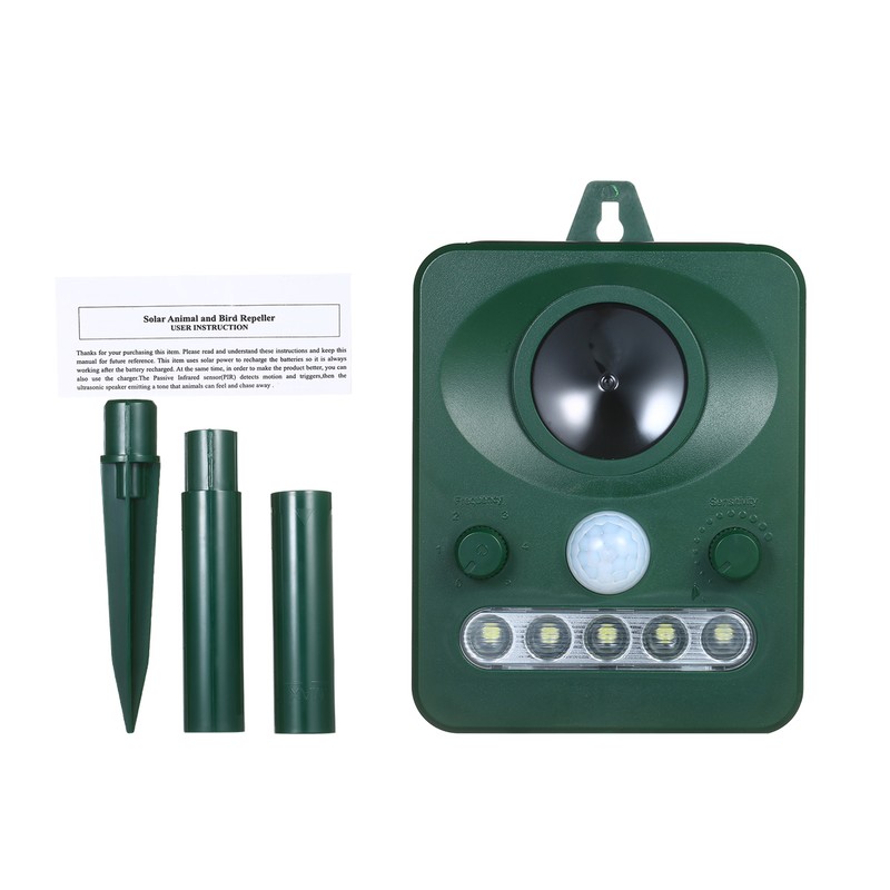 Solar Ultrasonic Pest Repeller Outdoor Animal Repeller with Ultrasonic Sound