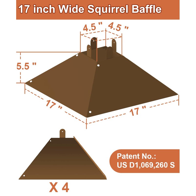 Khordin Metal Squirrel Baffle for 4x4 Post, Outside Wooden Pole
