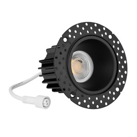 Maxxima 2 in. Trimless Ultra-Thin Recessed Anti-Glare LED Downlight Canless IC Rated 600 Lumens 5 Color Temperature Selectable 2700K/3000K/3500K/4000K/5000K Dimmable, Black, 5 CCT Slim J-Box Incl