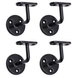 Black Handrail Brackets for Stair Bannister Handrail Wood and Steel Handrail - Pack of 4