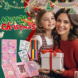 PowerKing Colorear Almohadillas Kit para Niñas, 60 Páginas para Colorear y 16 Lápices de Colores para Dibujar Pintar, Regalo de Cumpleaños para Niñas Niños (Unicornio páginas para colorear Set)