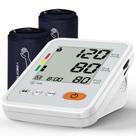 Blood Pressure Monitors for Home Use with 2 Size Cuff (22-42cm & 38-55cm), Blood Pressure Monitor XL & Medium-Large Cuffs, 2 * 120 Memory Sets, 4 AA Batteries Included