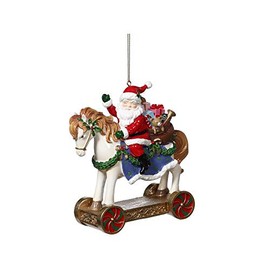 Mark Roberts 2021 Rocking Horse Santa Ornament - 5" Delightful Christmas Tree Ornaments, Unique Hanging Decor for Home & Holiday Decoration