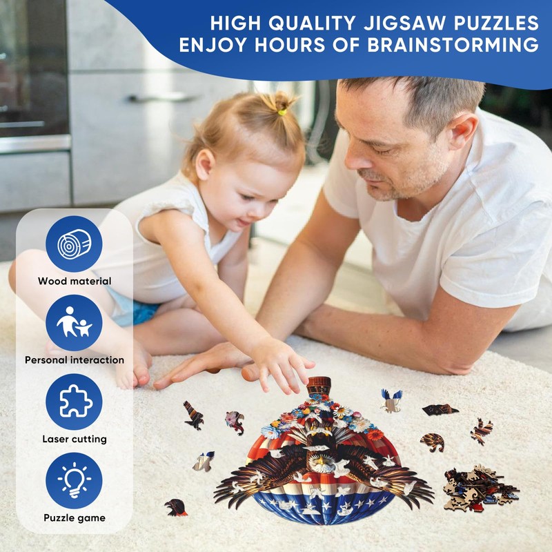 Pikoqunc Wooden Puzzles for Adults, Soaring Eagle 190 Pieces