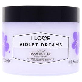 I LOVE Violet Dreams Scented Body Butter - Hydrating Body Butter for Dry Skin - Vitamin E and Aloe Vera - Shea Butter and Coconut Oil - 330 ml