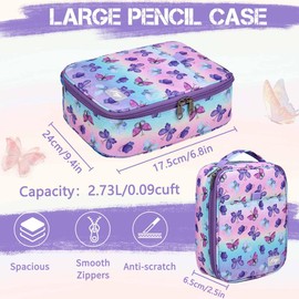 Kasgo Large Pencil Case, 54 Slots, Pencil Case, Pencil Case for School, Students, Work, Office, Art Pen Organiser Holder, School Material with 2 Removable Layers, butterfly, Large Butterfly Design for