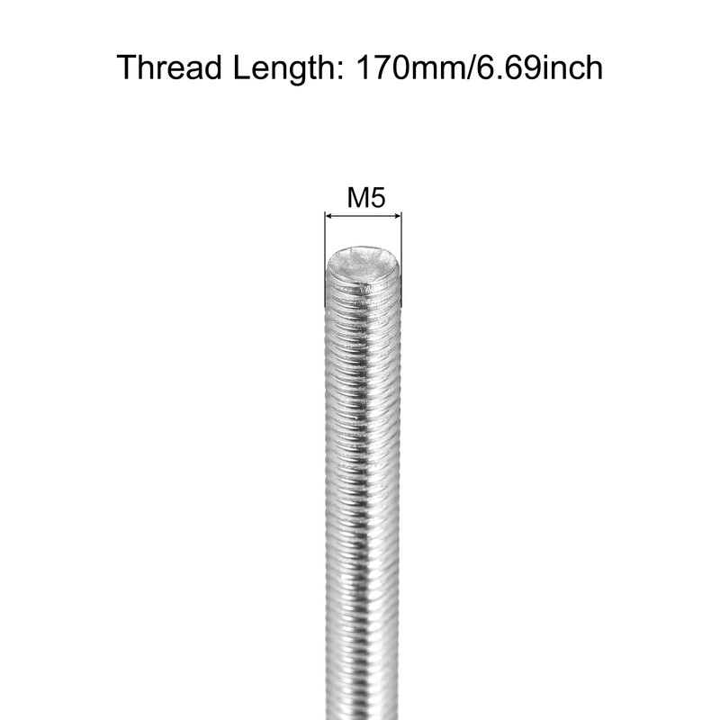 sourcing map Fully Threaded Rod M5 x 170mm 0.8mm Thread