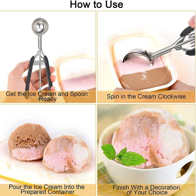 Lamkrtlp Ice Cream Scoop, Stainless Steel Cookie Scoop with Trigger,