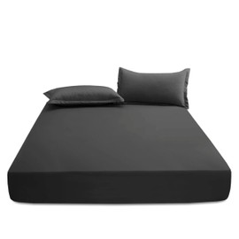 EV DEKOR®MF0001 Fitted Sheet Super King, Charcoal - Deep Pocket Bedsheet 10inch (25 cm) - Soft Brushed Microfiber Fabric - Shrinkage and Fade Resistant - Bottom Sheet - Double Bed Fitted Sheets