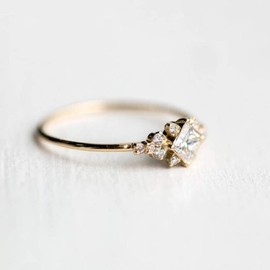 Lzz Fashion Lady Crystal Ring Gold Plated Square Zircon Ring Cubic Zirconia Ring Stackable Ring Wedding Jewelry Size 6-10 (US code 10), US code 10, Zirconia,Gold,Rose, Cubic Zirconia