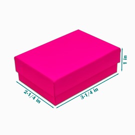 TheDisplayGuys - 25-pack #32 Cotton Filled Neon Kraft Paper Jewelry Box Gift Case - Fuchsia (3 1/4" x 2 1/4" x 1")