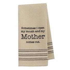 Mona B Funny Novelty Waffle Weave Cotton Kitchen Dishtowel Mother Comes Out