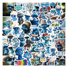 The Smurfs Stickers Set 60 Pieces for Water Bottle, Skateboard, Laptop, Phone, Journaling, Vinyl Stickers for Kids, Toddlers, Teens, Adults