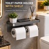 Wall Mounted Toilet Paper Holder with Storage Shelf – Black