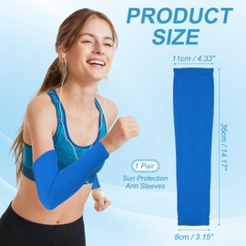 YELARXI Sun Protection Arm Sleeves for Men and Women, Compression Cooling Sun Sleeves to Cover Arms-Fitting for (Sports - Workout- Golf-Basketball), L & 1Pair & Spandex & Blue