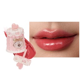 Flower Knows The Sweetie Bear Coating Lip Jelly,Soft Moisturizing Tinted Lip Gloss with Botanicals,Lightweight Non-Sticky Pink Lips Plumper,Cruelty-Free,0.18 oz(JE06 Strawpop)