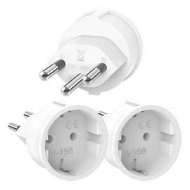 Oblinple Pack of 3 Switzerland Travel Adapter, DE to Swiss Adapter, EU to Swiss Socket Adapter, Germany Switzerland Socket, Schuko EU to Type J Plug for Maldives, Rwanda, Liechtenstein