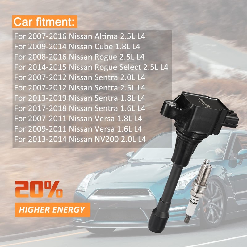 BDFHYK Ignition Coil Pack and Iridium Spark Plugs Compatible with