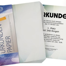 Certificate Paper DIN A4 190 g 50 Sheets "Excellent Blue" Polygon Design Blue - Printed on Both Sides - Includes Text Templates for Download