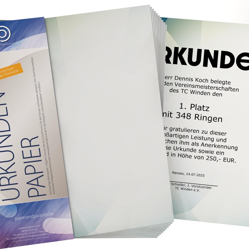 Certificate Paper DIN A4 190 g 50 Sheets "Excellent Blue"