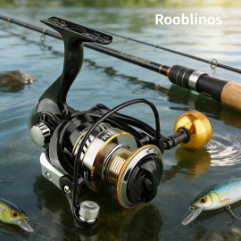 Robnos HM Spinning Reel 5.2:1 Left Hand Ocean & Stream Fishing with Nylon Line Twist Prevention & Anti-Reverse SystemSpool Capacity: 6000 Series