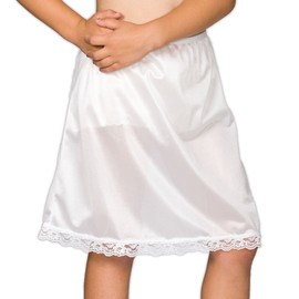 I.C. Collections Big Girls White Nylon Half Slip and Underskirt for Dresses - Silk Slip Dress, Hoop Skirt, Crinoline, Petticoat, Size 12