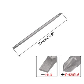 sourcing map PH2/SL6 Magnetic Double Ended Screwdriver Bit, 1/4 Inch Hex Shank 5.9-inch Long S2 Power Tool