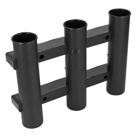 Rod Holder Multifunctional ABS Rod Holder with 4 Screws 3 Tubes for Fishing Boat (Black)