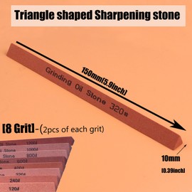 CBRIGHT Sharpening Stone Set,16pcs Triangle Sanding Sticks Knife Whetstone Set White Corundum Oil Stone for Knife,Most Bladed&Moldel-120#,240#,320#, 400#,600#,800#,1000#,1200#