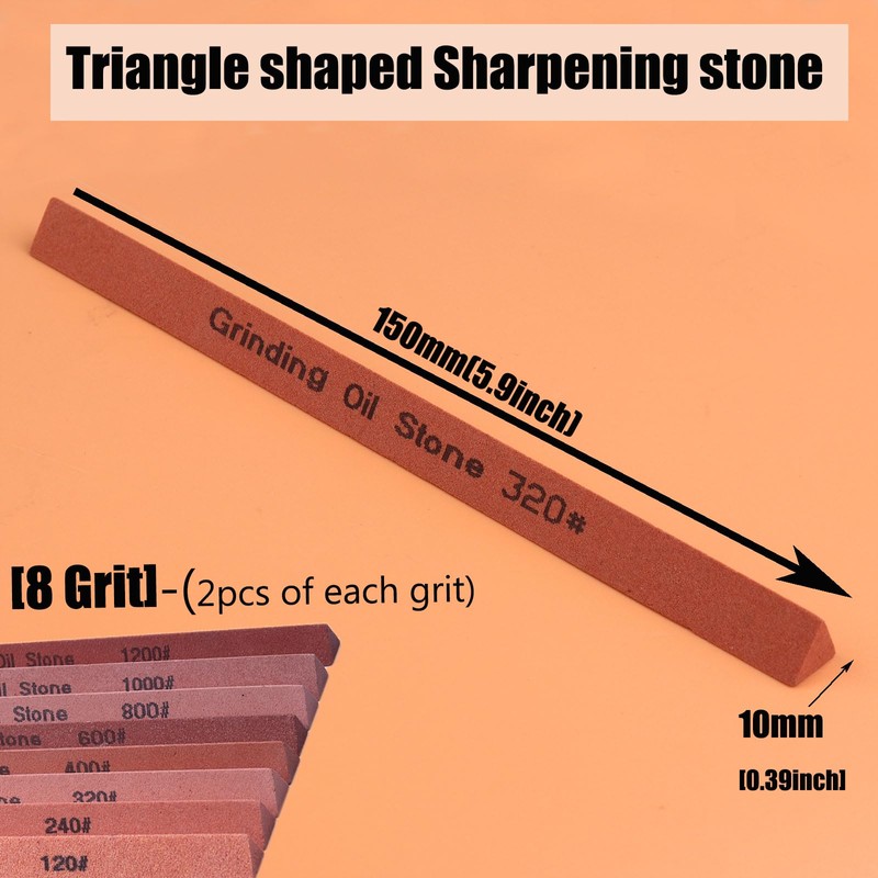 CBRIGHT Sharpening Stone Set,16pcs Triangle Sanding Sticks Knife Whetstone Set