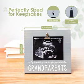 Pearhead Grandparents Pregnancy Announcement Sonogram Picture Frame, Ultrasound Photo Gift and Pregnancy Reveal Keepsake for Grandmothers and Grandfathers, Distressed Gray