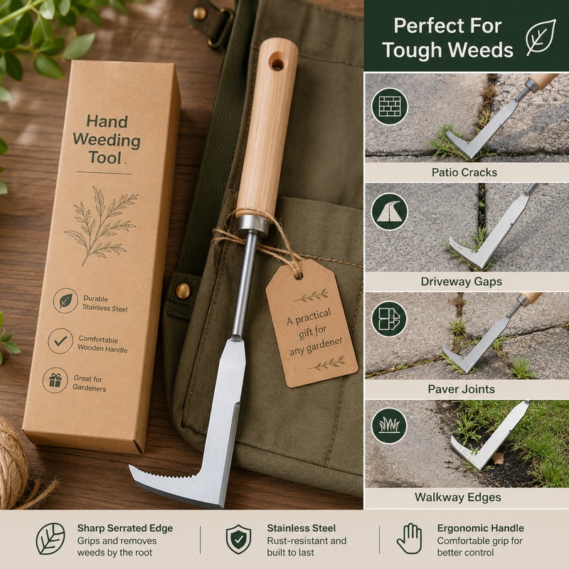 Handheld Crack Weeder Tool for Garden Work – Stainless Steel