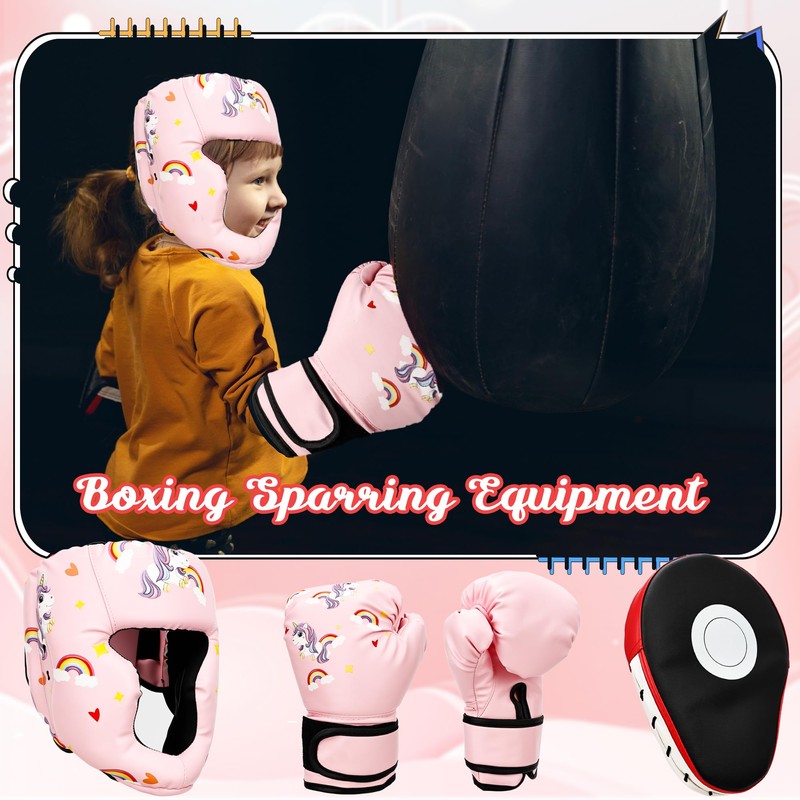 Spaluck Boxing Headgear and Gloves Set for Kids 3 in