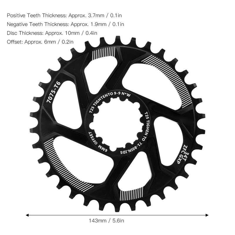 Bike 34T Single Speed Chainring 6mm Offset Direct Mount Narrow
