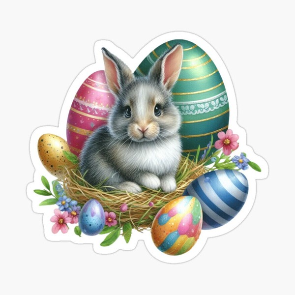 C Autumn Trapp Bunny's Easter Nest Sticker by C Autumn