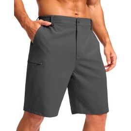 G Gradual Men's Casual Shorts Lightweight Golf Shorts (9", Charcoal, L)