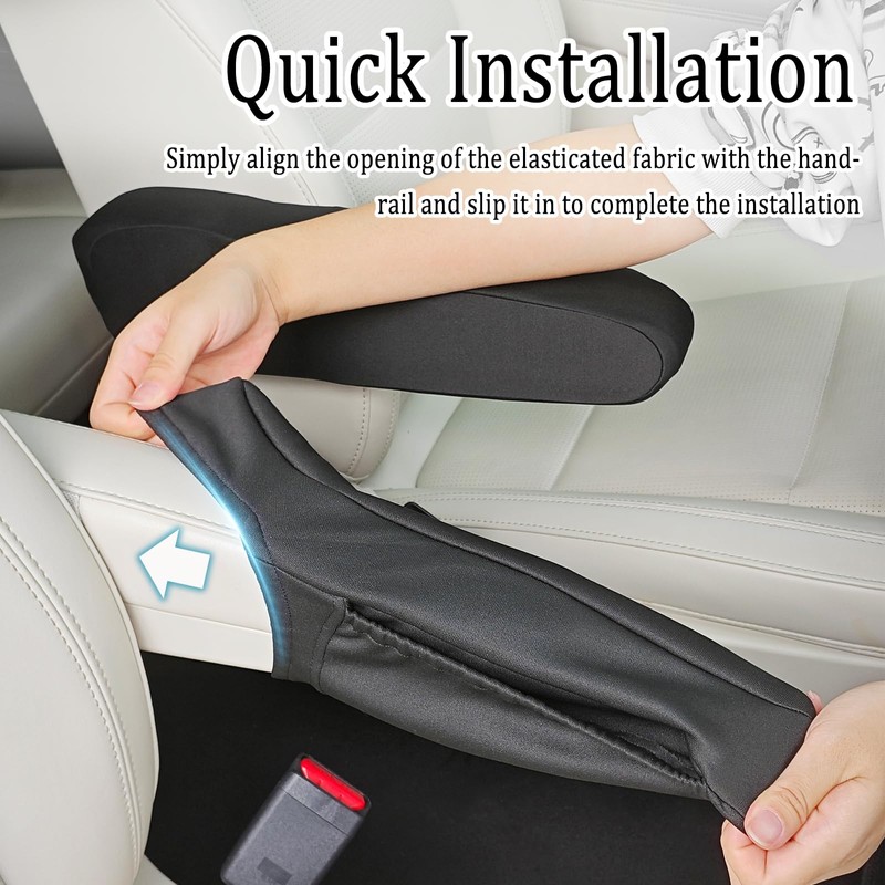 OFBAND 2PCS Arm Rest Cover for Car with Side Pocket,Breathable