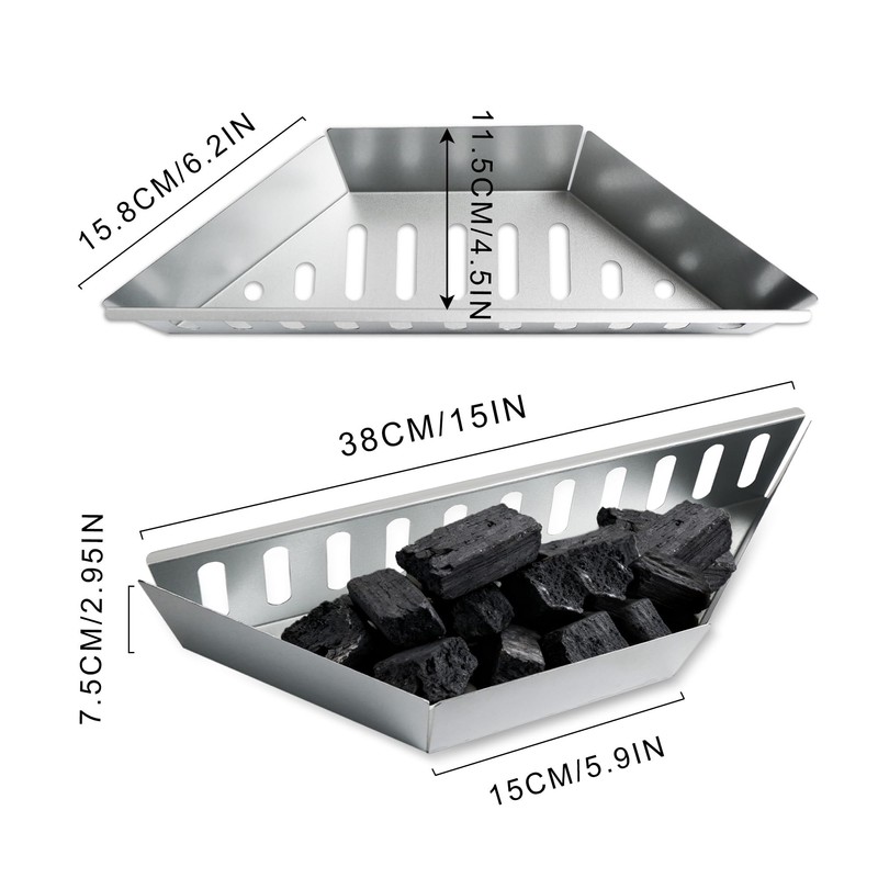 Pack of 2 Charcoal Baskets, High Temperature, Corrosion Resistance, Direct