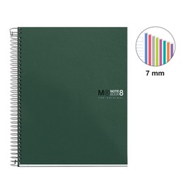 Miquelrius - Notebook A5 The Original Notebook, 8 Coloured Stripes, Opaque Polypropylene Cover, A5 Size (148 x 210 mm), 2 Hole Punched, 200 Sheets of 70 g/m², Stripes 7 mm, Khaki