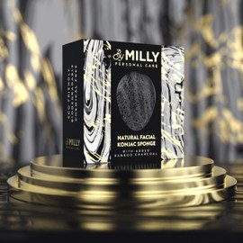 Konjac Sponge for Face | All Natural and Reusable | Konjac Facial Sponge with Activated Bamboo Charcoal | Gentle Exfoliating Sponge for Face | Cleaning for All Skin Types | Biodegradable - Black, 3pcs