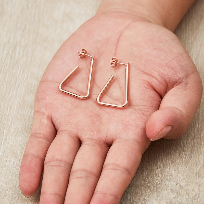 Philip Jones Rose Gold Plated Triangle Hoop Earrings